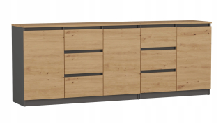 TopEshop Costa komoda 200 x 40 x 75cm antracit mat